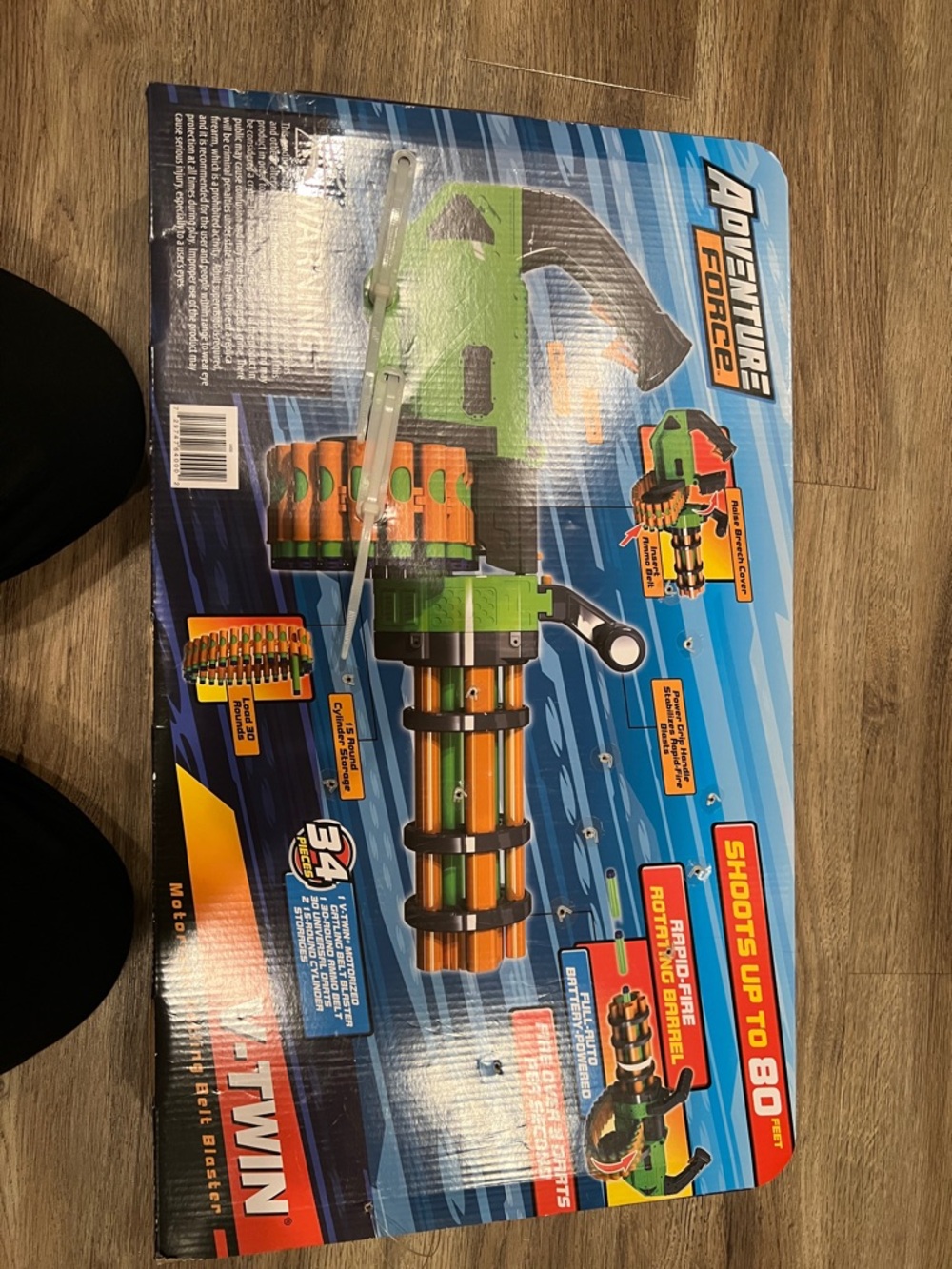 V-Twin Motorized Dart Blaster Toy - Green and Orange - Picture 7 of 8